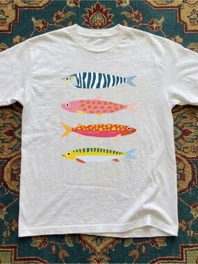 Colorful Fish White Tee